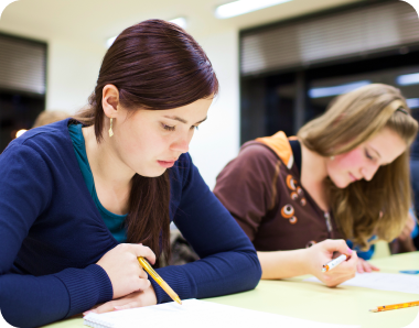 female student studying